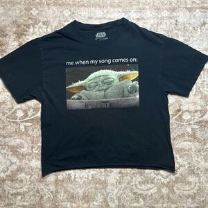 Star Wars Black Crop Top with Baby Yoda Graphic